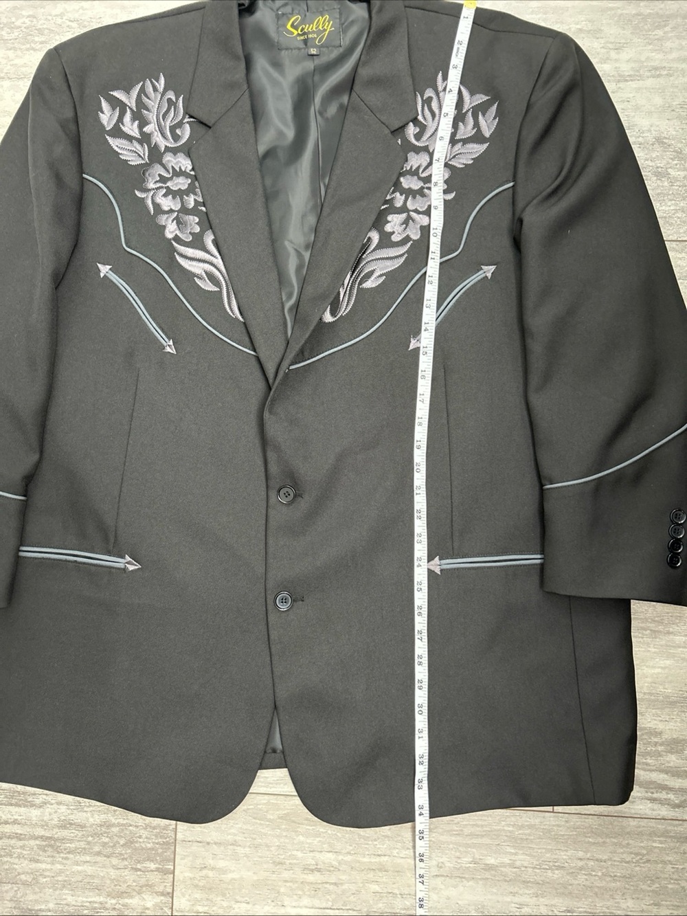 Scully Black Western Embroidered Sport Coat - Picture 12 of 16